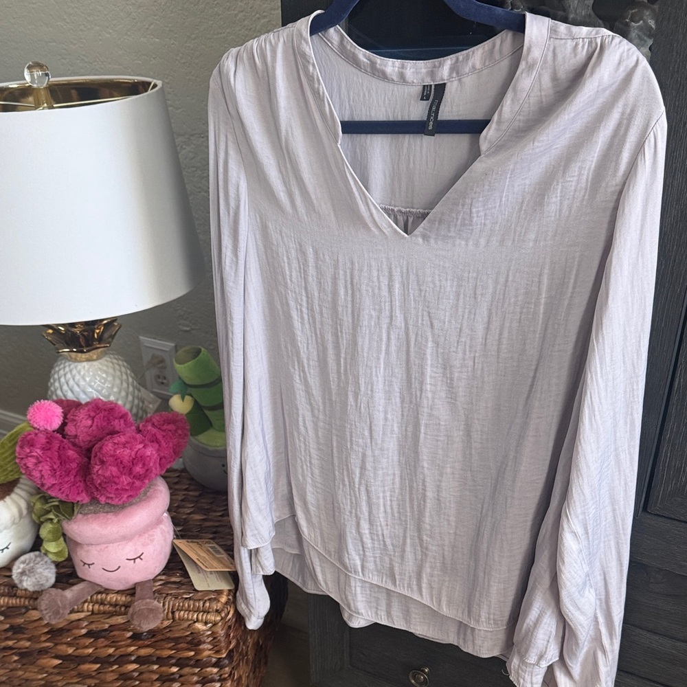 Maurices Light Lavender V-Neck Long Sleeve Tunic Top